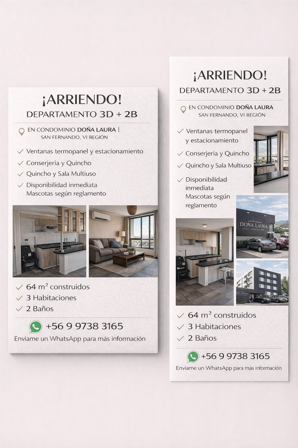 Arriendo Departamento 3D + 2B en Condominio Doña Laura – San Fernando
